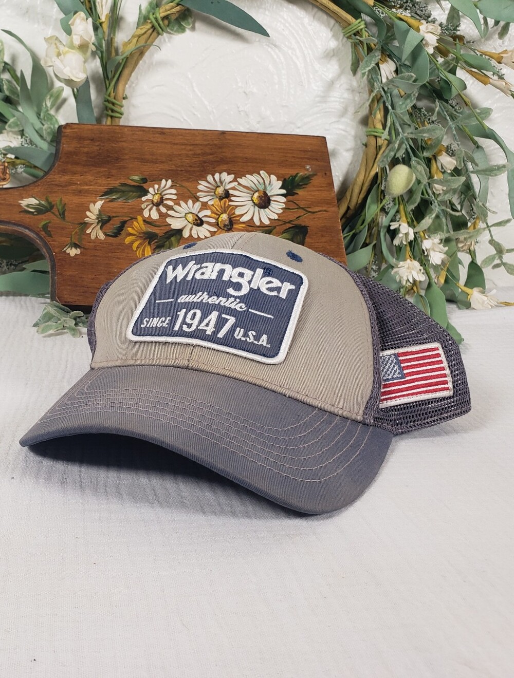 Wrangler Two-Tone Grey And Blue Trucker Snapback Cap